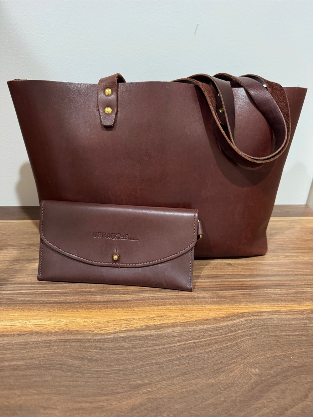 Urban Southern Brown Leather Tote with Matching Wallet Wristlet